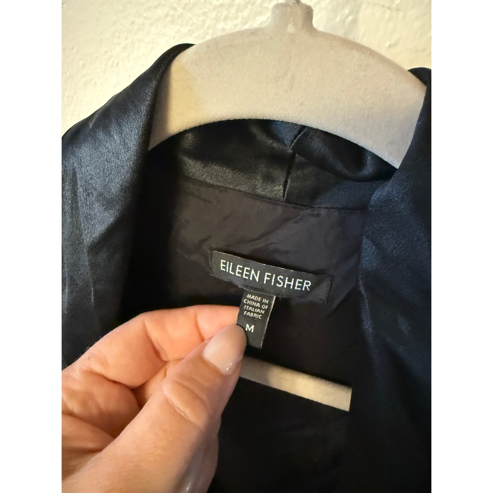 Eileen Fisher tux vest silk collar black contrast classic tailored luxurious euc - Picture 5 of 10